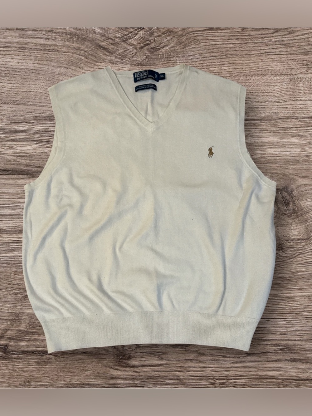 Polo Ralph Lauren Men’s Cream V-neck Knit Sweater Vest Size XL